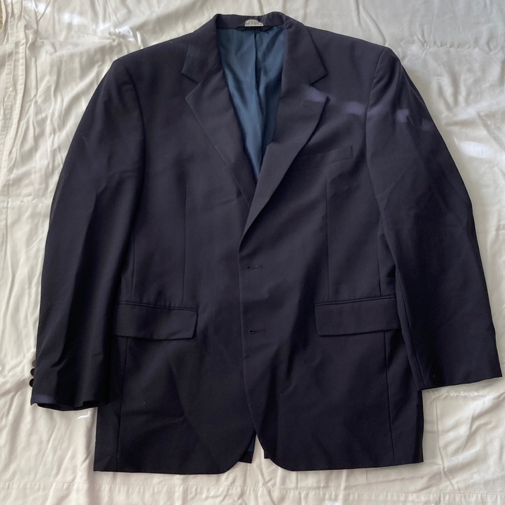 Joseph A. Bank Suit Jacket Vintage Wool Blend 90s Y2K Navy Blue 42R Like New
